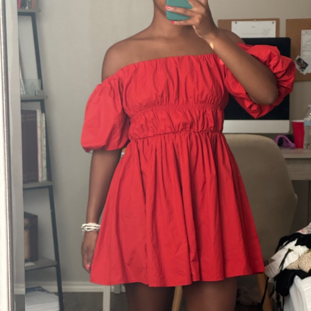 Abercrombie & Fitch Red Off-Shoulder Mini Dress